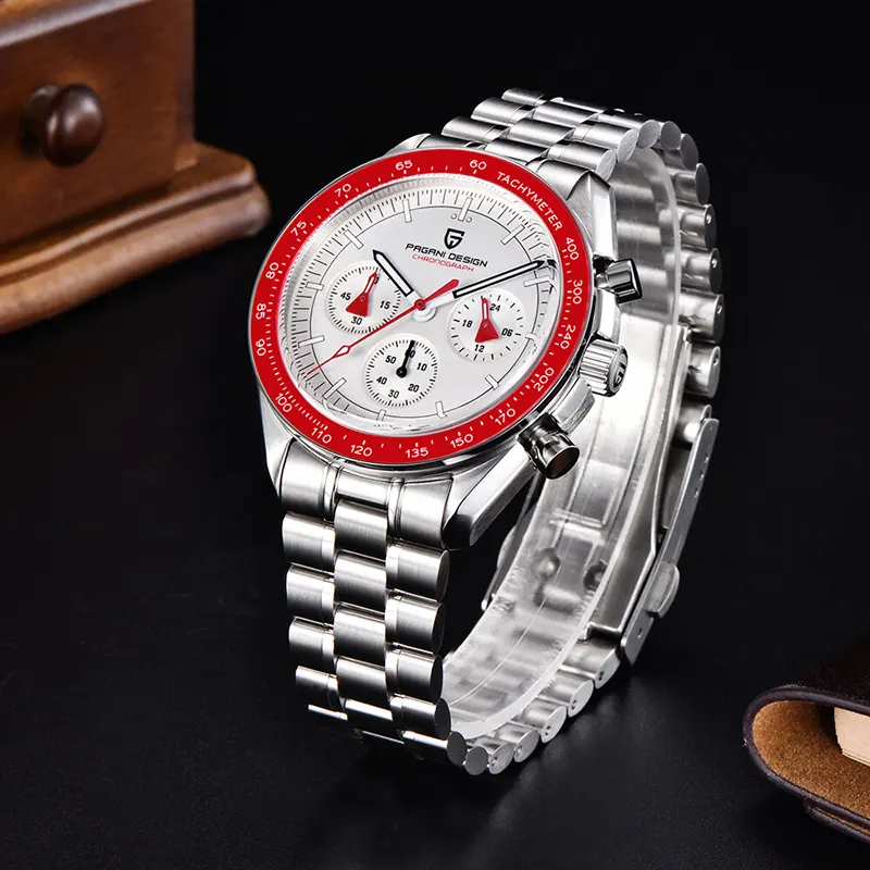 Pagani Design PD-1701 Chronograph Red Bezel Men's Watch